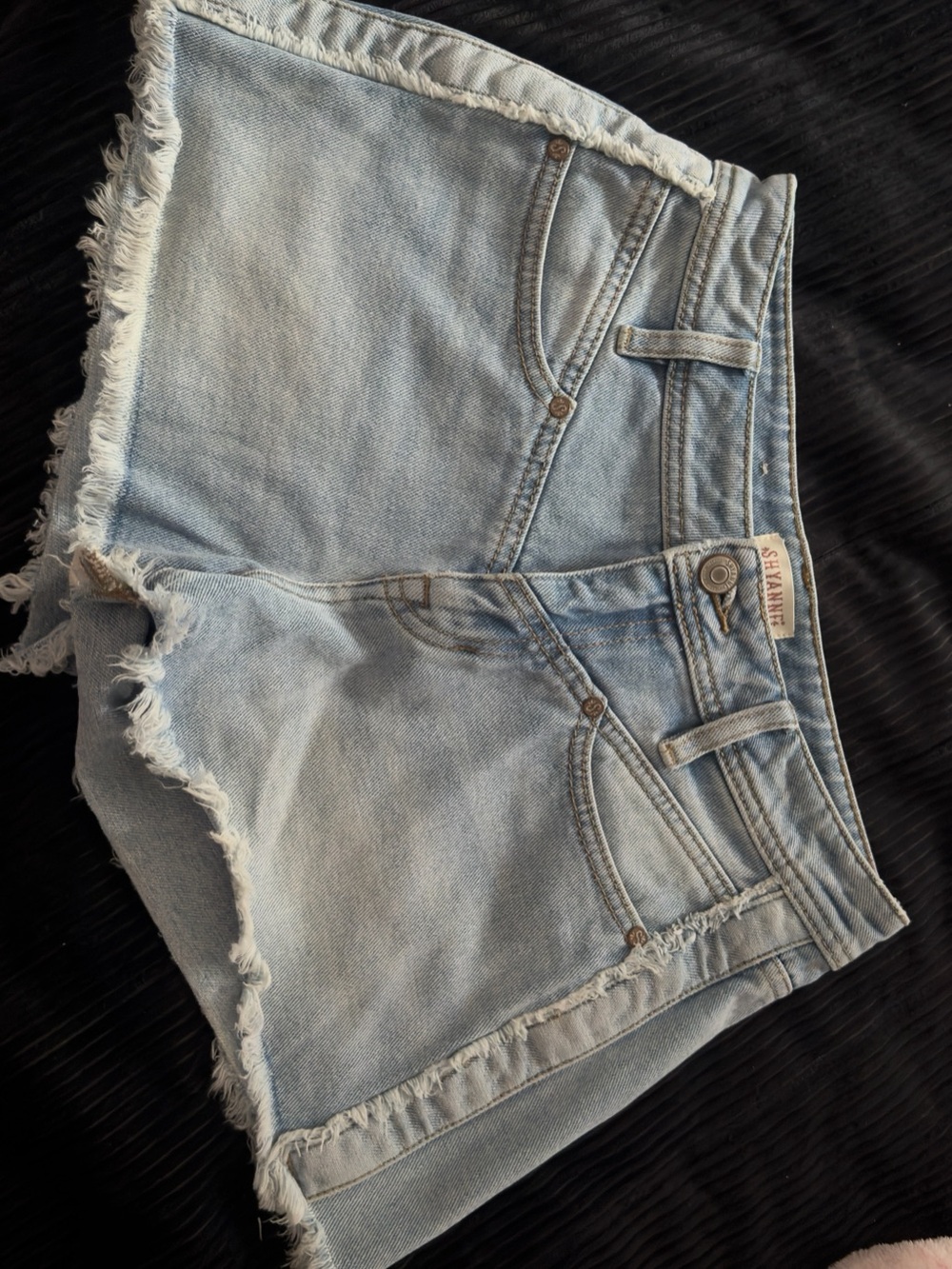 Shyanne Light Blue Frayed Hem Denim Shorts